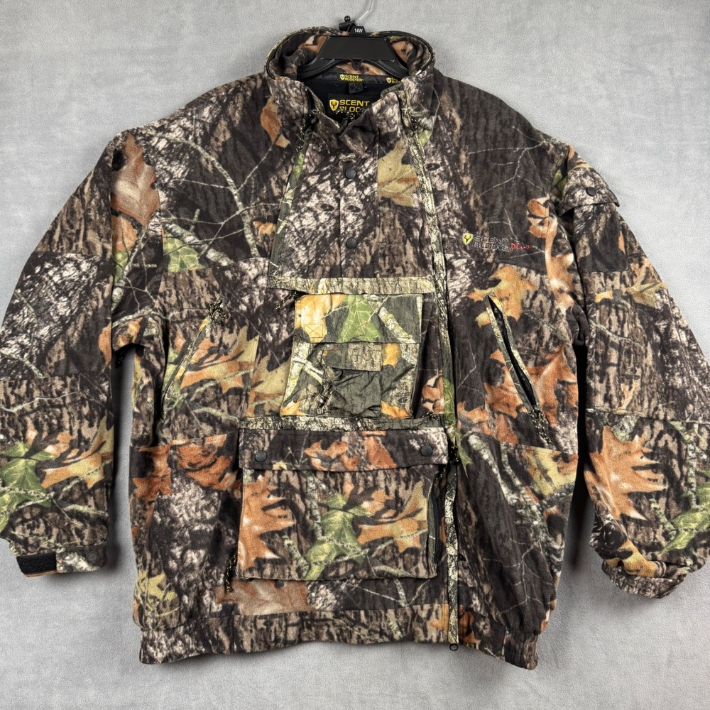 Scent Blocker Plus Camo Hunting Jacket Mens 2XL Fleece Full Zip Pockets RN102289